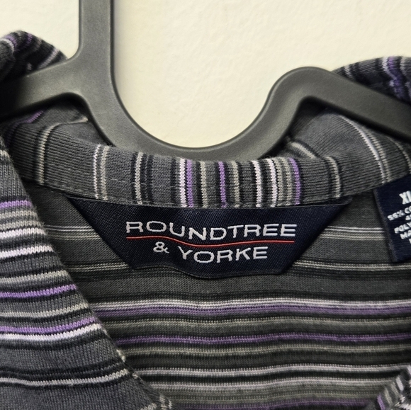 Roundtree & Yorke Stripe Polo Shirt Charcoal Gray XL - Picture 3 of 6